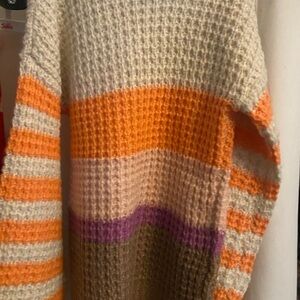 Cat & Jack Cozy Striped Sweater - Orange, Purple, Cream